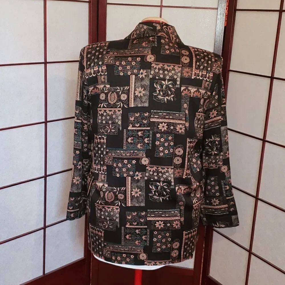 VNTG Kensington Square Brown & Turquoise Blazer - Picture 4 of 11